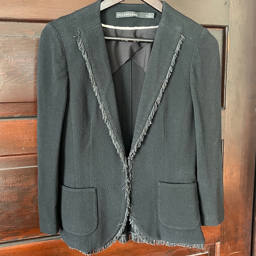 Vintage Iris Setlakwe Black Blazer with Fringe Detail Size 4 - Picture 6 of 6